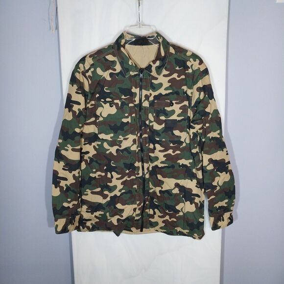 Dogg Supply Mens Utility Jacket L Camo/Tan Reversible Full Zip Hunting Fishing - Picture 1 of 11